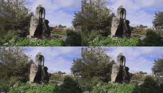 白色圣母玛利亚雕像喷泉高清在线视频素材下载