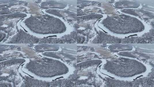 初春扎敦河湿地雪景雾凇高清在线视频素材下载