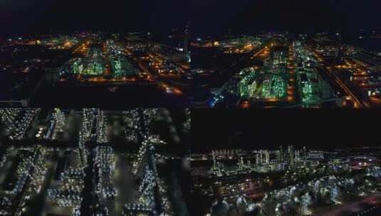 航拍宁夏神华宁煤集团厂区夜景4高清在线视频素材下载