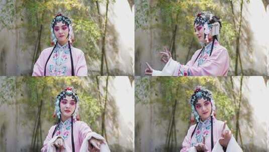 中国传统戏曲昆曲牡丹亭苏州园林内艺术表演高清在线视频素材下载