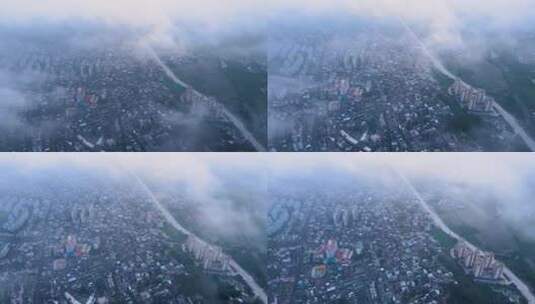 海南省万宁市城市平流云航拍风景高清在线视频素材下载