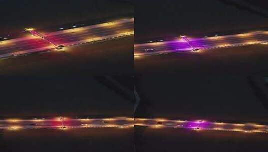 衡阳蒸水夜景雅士林大桥竖屏航拍高清在线视频素材下载