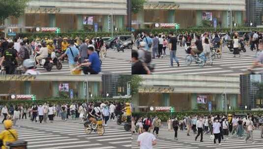 广州市区下班高峰期拥堵街道高清在线视频素材下载