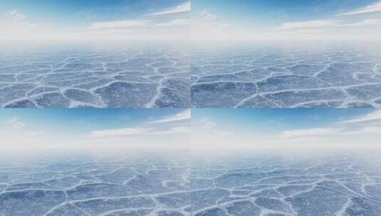 冬季寒冷裂开的冰面背景循环动画3D渲染高清在线视频素材下载