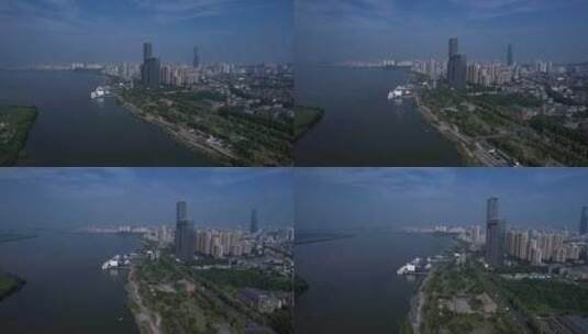 镇江丽生滩长江路城市大景航拍高清在线视频素材下载