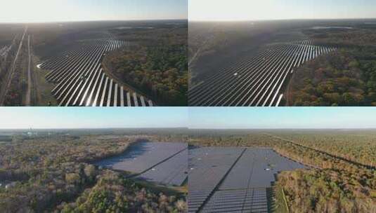 可持续再生能源光伏发电站高空航拍高清在线视频素材下载