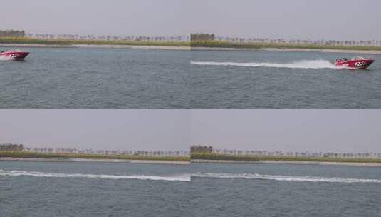 海上旅游观光度假的快艇游艇飞速驶过高清在线视频素材下载