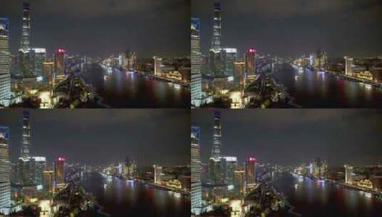 航拍上海·陆家嘴CBD夜景·空镜头4K高清在线视频素材下载
