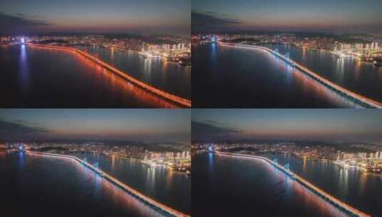 大连星海湾大桥夜景高清在线视频素材下载