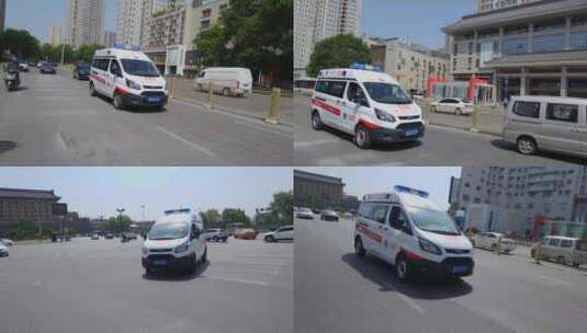 路上行驶的救护车高清在线视频素材下载