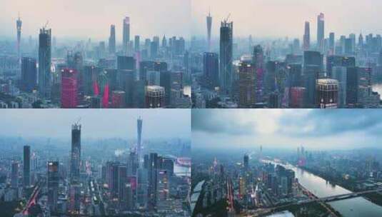 广州高楼林立城市空境赛博朋克高清在线视频素材下载