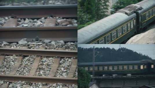 绿皮火车铁轨和谐号高清在线视频素材下载