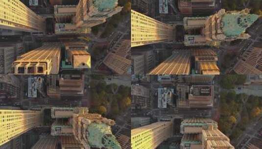 城市航拍纽约曼哈顿翠贝卡摩天大楼汽车交通高清在线视频素材下载