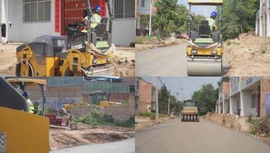 乡村市政公路铺沥青修路建设施工高清在线视频素材下载