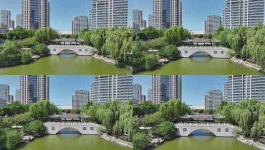 溧阳 燕山公园 滨湖广场 廊桥高清在线视频素材下载