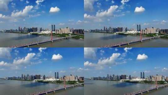 航拍杭州亚运会奥体中心高清在线视频素材下载