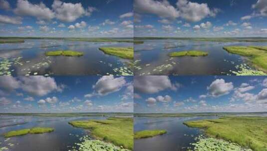 苍茫湿地风起云涌河水4K高清在线视频素材下载