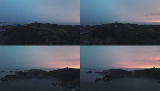 航拍落日暴雨下的台州大陈岛高清在线视频素材下载