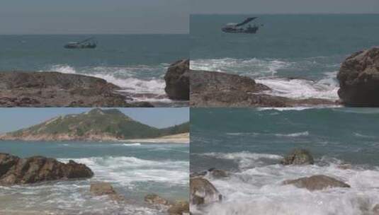 J广东惠州惠东海龟湾沙滩浪花实拍视频高清在线视频素材下载