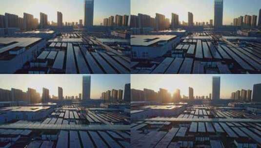 城市屋顶光伏太阳能高清在线视频素材下载