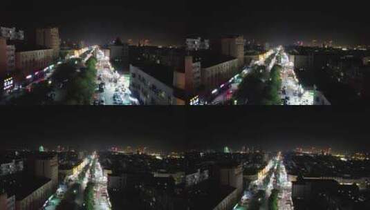 山东东营城市夜景灯光交通航拍高清在线视频素材下载