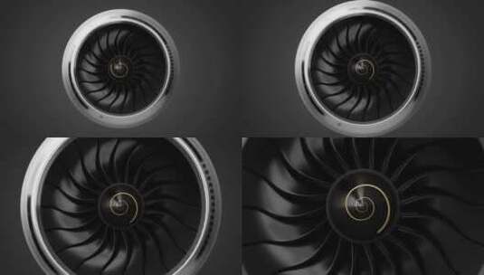 飞机引擎发动机模拟运转的动画高清在线视频素材下载