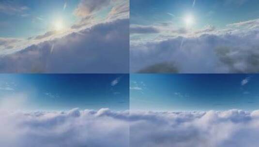 云层穿梭 逆光飞行高清在线视频素材下载