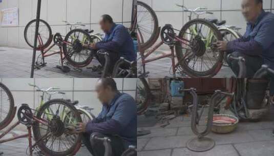 社区修自行车高清在线视频素材下载