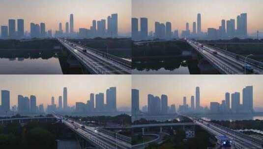 湖南长沙城市日出光芒高清在线视频素材下载