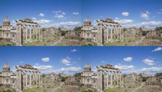 意大利罗马古城，废墟，游客延时高清在线视频素材下载