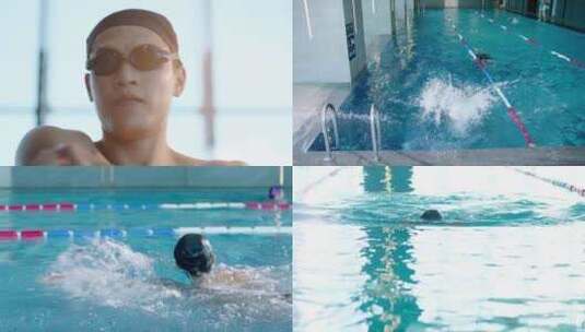 男人游泳馆游泳跳水运动高清在线视频素材下载