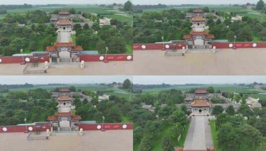 高清 航拍古建筑京东第一寺庙外景高清在线视频素材下载