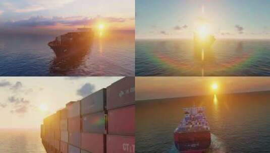 集装箱货轮大海航行高清在线视频素材下载