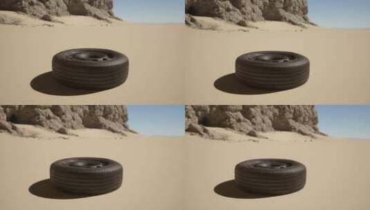 坐在沙滩上的轮胎高清在线视频素材下载