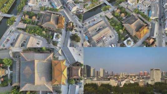济宁东大寺寺庙城市建筑宣传片航拍素材高清在线视频素材下载
