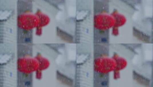 农村大雪天过年氛围高清在线视频素材下载