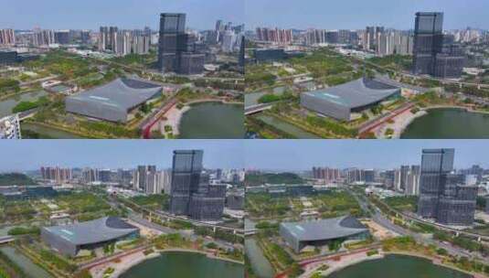 4K航拍广州南沙规划展览馆1高清在线视频素材下载