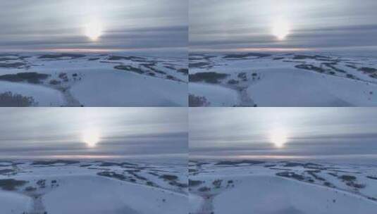 航拍内蒙古雪原暮色高清在线视频素材下载