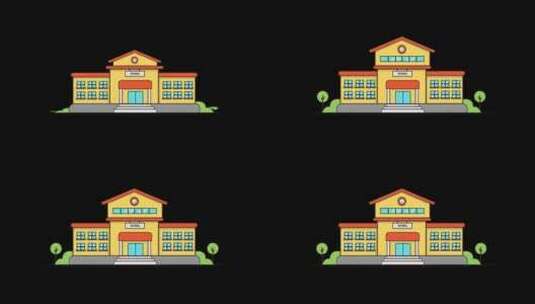 动画学校建筑-透明视频高清在线视频素材下载