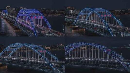 4K航拍杭州复兴大桥夜景高清在线视频素材下载