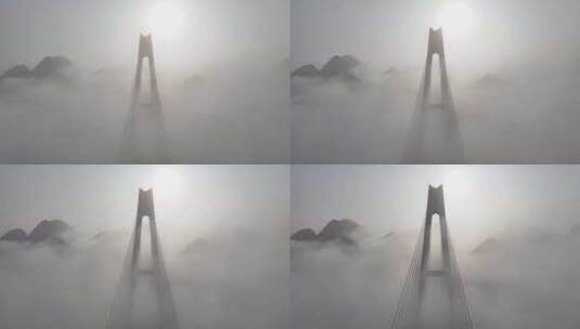 贵州平塘大桥穿桥航拍高清在线视频素材下载