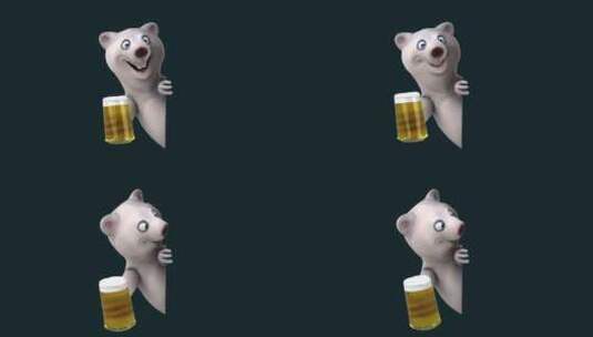 有趣的3D卡通熊和啤酒（包括alpha通高清在线视频素材下载