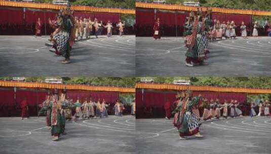 尼泊尔南摩布达创古寺喇嘛民俗仪式高清在线视频素材下载