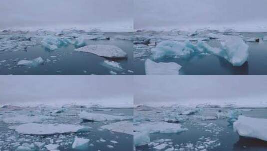 冰岛钻石海滩冰川泻湖冰上的无人机高清在线视频素材下载