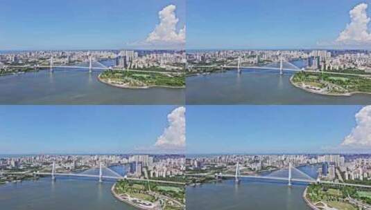 海南省海口市龙华区地标建筑世纪大桥高清在线视频素材下载