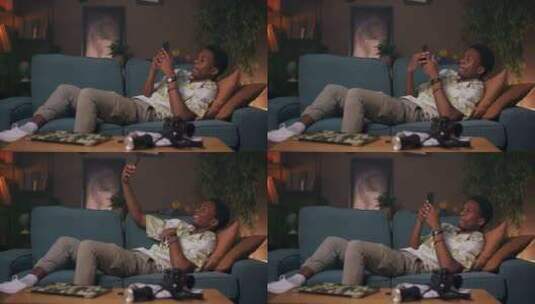 专注于竞争性在线游戏的非洲人可能与全球玩高清在线视频素材下载