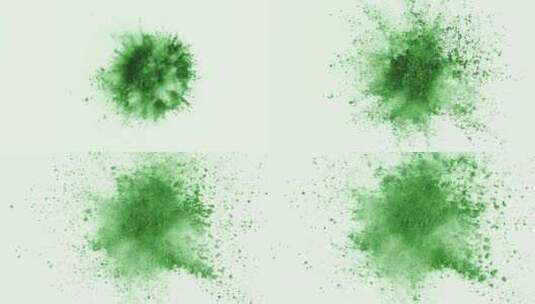 白色背景上的绿色粉末爆炸高清在线视频素材下载
