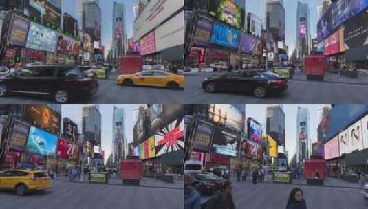 时代广场延时闪烁的广告牌高清在线视频素材下载