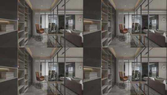 现代风格豪宅室内办公书房高清在线视频素材下载
