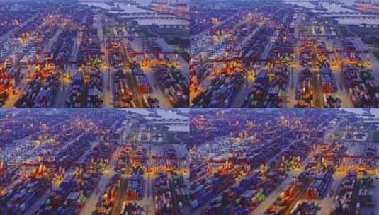 航拍上海集装箱外高桥码头进出口贸易港口高清在线视频素材下载